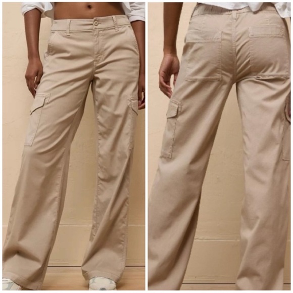 American Eagle Outfitters Pants - American Eagle Pink Mid-Rise Baggy Wide Leg Pants